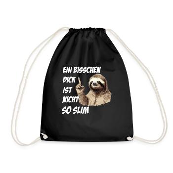 Faultier Sport T-shirt für Dicke und Faulpelze - Turnbeutel - Schwarz - Vorne