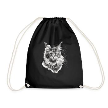Maine coon Katzenbesitzer Geschenk Katzenhalter - Turnbeutel - Schwarz - Vorne