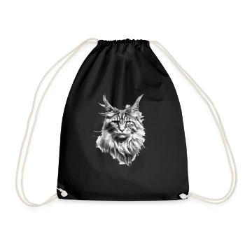 Maine coon cats fans gift for cat owners - Drawstring Bag - black - Front