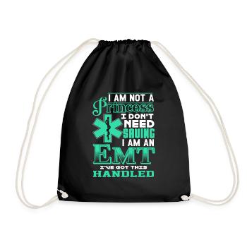EMT I'm Not A Princess I'm An EMT - Drawstring Bag - black - Front