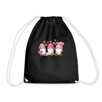 Funny Valentine's Day Dwarf Love Gnome - Drawstring Bag - black - Front