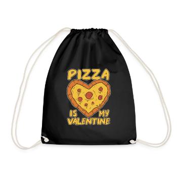 Pizza Is My Valentine Funny Valentine's Day - Drawstring Bag - black - Front