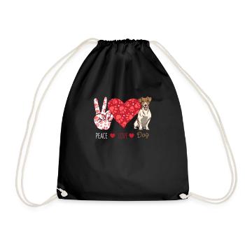 Frieden Liebe Jack Russell Terrier Hundeliebhaber - Turnbeutel - Schwarz - Vorne