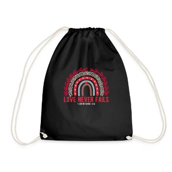 Love Never Fails Rainbow Leopard Christian - Drawstring Bag - black - Front