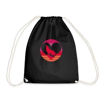 Loup amant drôle Saint-Valentin Vintage mignon - Sac de sport léger - noir - Devant