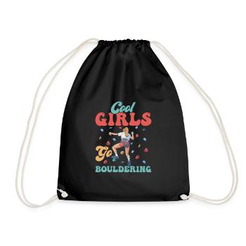 Cool Girls Go Bouldering Climbing Boulder - Drawstring Bag - black - Front