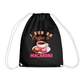 Macarons Cookies Baker French Dessert Funny - Drawstring Bag - black - Front