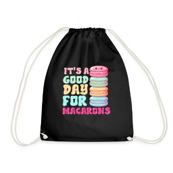 Macarons Cookies Baker French Dessert Funny - Drawstring Bag - black - Front