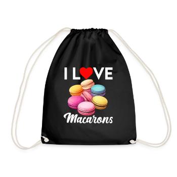 Macarons Kekse Bäcker Französisches Dessert Lustig - Turnbeutel - Schwarz - Vorne