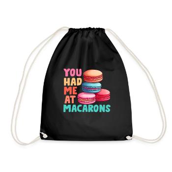 Macarons Kekse Bäcker Französisches Dessert Lustig - Turnbeutel - Schwarz - Vorne