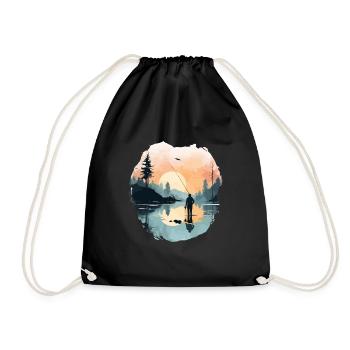 Fly fisherman romance angler t shirt for anglers - Drawstring Bag - black - Front
