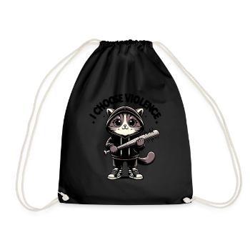I Choose Violence Cat I Cat Lover I Anti Social - Drawstring Bag - black - Front