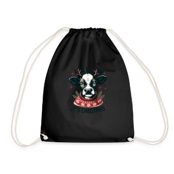 Holy Cow Its Christmas I Xmas Cow - Drawstring Bag - black - Front