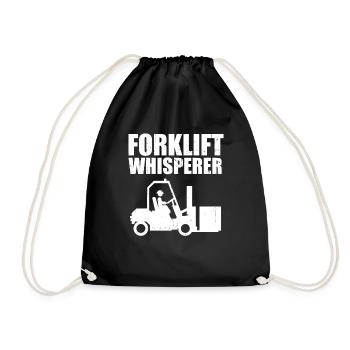 Funny Forklift Whisperer Forklift Driver Cool Fork - Drawstring Bag - black - Front