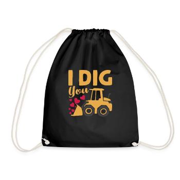 Je t’aime pelle bulldozer grue drôle Saint-Valentin - Sac de sport léger - noir - Devant