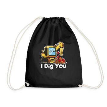 Je t’aime pelle bulldozer grue drôle Saint-Valentin - Sac de sport léger - noir - Devant