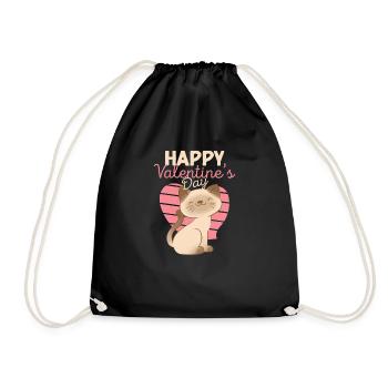 Happy Valentine's Day Meow Cute Katze Lover Kitty - Turnbeutel - Schwarz - Vorne