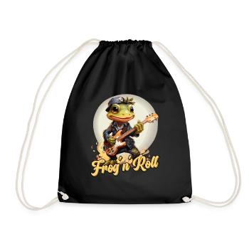 Drôle de grenouille avec guitare, disant - Sac de sport léger - noir - Devant