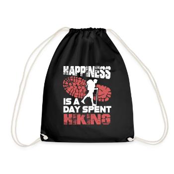 Hiking Happiness Is A Day Spent Hiking - Drawstring Bag - black - Front