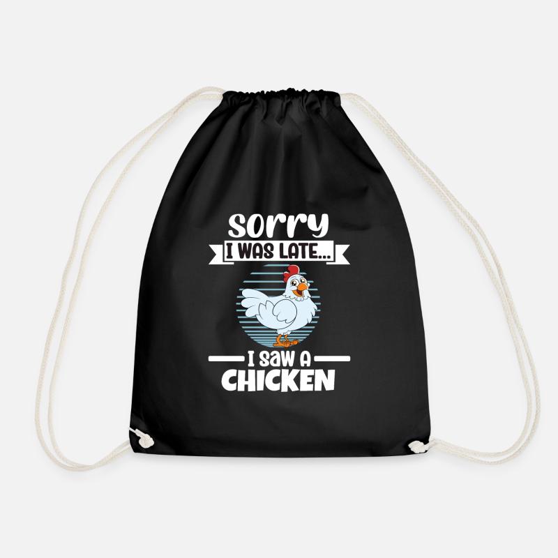 Funny Chicken Saying Chicken - Drawstring Bag - black