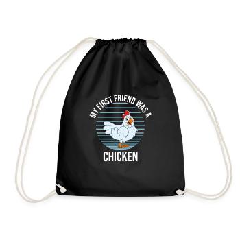 Lustiger Hühner Spruch Huhn - Turnbeutel - Schwarz - Vorne