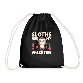 Sloths Are My Valentine Sloth Lover Animal Va - Drawstring Bag - black - Front