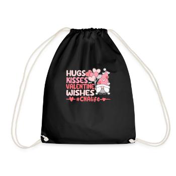 Hugs Kisses and Valentine Wishes CNA Life - Drawstring Bag - black - Front