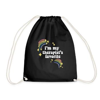 I'm My Therapist's Favorite Mental Wellness - Drawstring Bag - black - Front