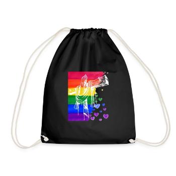 Kreuz und Regenbogen Queer LGBTQ Flagge Herzen - Turnbeutel - Schwarz - Vorne