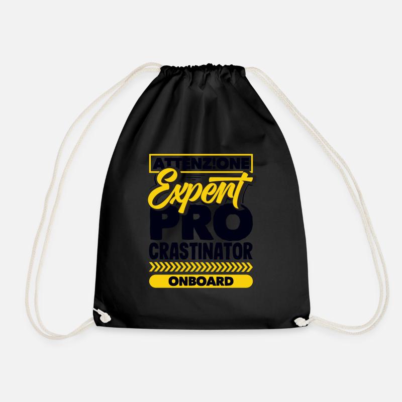 Attenzione Expert Procrastinator Onboard Humor - Turnbeutel - Schwarz