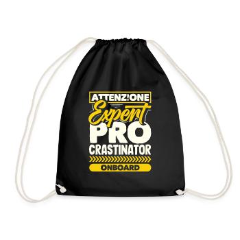 Attenzione Expert Procrastinator Onboard Humor - Drawstring Bag - black - Front