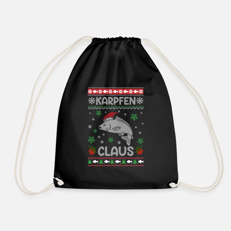 Karpfen Claus Angler - Turnbeutel - Schwarz