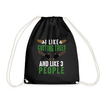 Arborist Tree Surgeon Woodworker Funny Logger - Drawstring Bag - black - Front