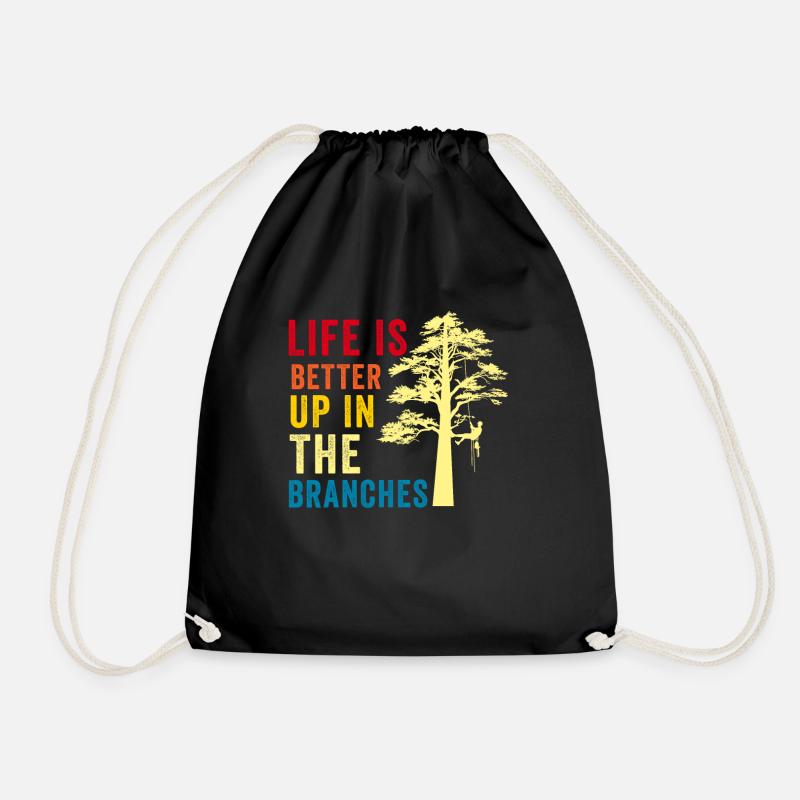Arborist Tree Surgeon Woodworker Funny Logger - Drawstring Bag - black