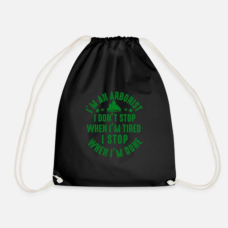 Arborist Tree Surgeon Woodworker Funny Logger - Drawstring Bag - black