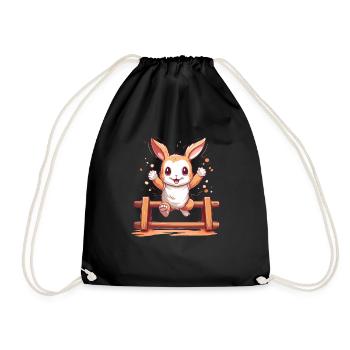 On big jump with kaninhop for rabbit owners - Drawstring Bag - black - Front