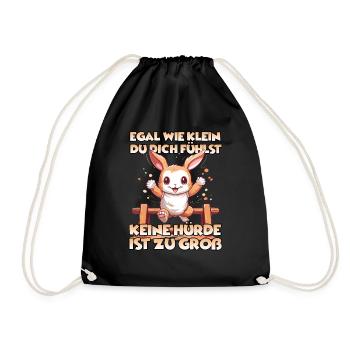 HoppyFunTime Kaninchen Geschenk Kaninchenbesitzer - Turnbeutel - Schwarz - Vorne