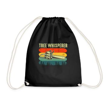 Arborist Tree Surgeon Woodworker Funny Logger - Drawstring Bag - black - Front