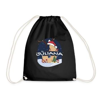 Toller Juliana-Name mit Weihnachtsmütze im Weihnachtsthema - Turnbeutel - Schwarz - Vorne