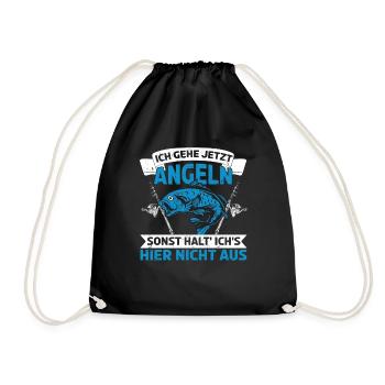 Angler Fischer Ich gehe jetzt Angeln - Turnbeutel - Schwarz - Vorne