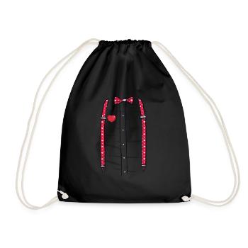 Noeud papillon bretelles coeurs drôle mignon Saint-Valentin - Sac de sport léger - noir - Devant