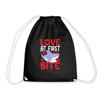L’amour à la première bouchée requins drôle Saint-Valentin - Sac de sport léger - noir - Devant