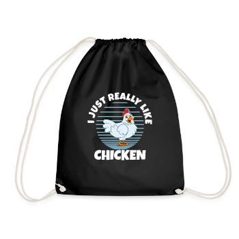 Lustiger Hühner Spruch Huhn - Turnbeutel - Schwarz - Vorne