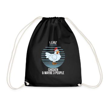 Lustiger Hühner Spruch Huhn - Turnbeutel - Schwarz - Vorne
