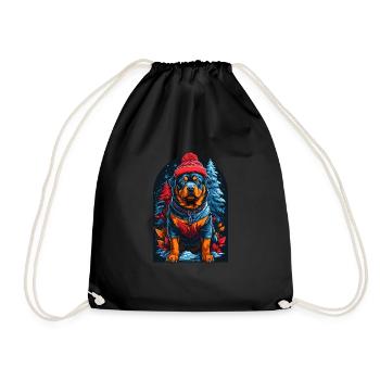 Rottweiler En Hiver A Rottweiler Heureux - Sac de sport léger - noir - Devant