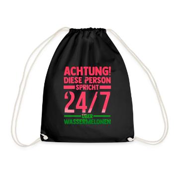 Früchte Wassermelone - Turnbeutel - Schwarz - Vorne