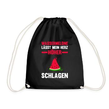 Früchte Wassermelone - Turnbeutel - Schwarz - Vorne