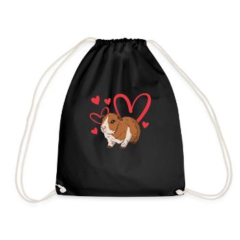 Meerschweinchen-Besitzer Herz Valentinstag lustig - Turnbeutel - Schwarz - Vorne