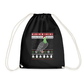 Ugly Christmas Taube - Turnbeutel - Schwarz - Vorne