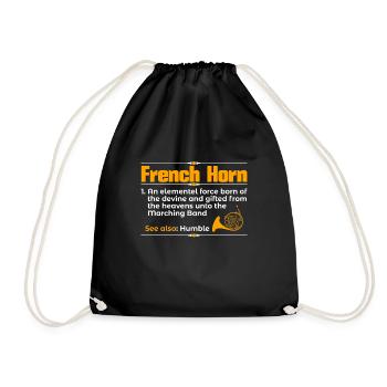 French Horn Player Horn Player Brass Music - Drawstring Bag - black - Front